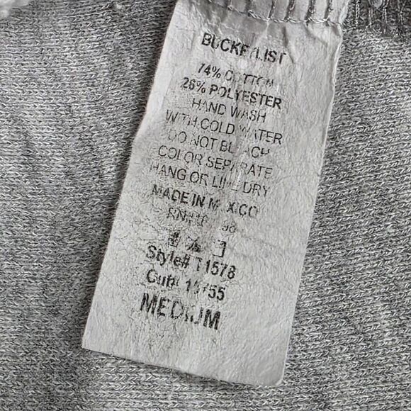 Bucket List M Gray Raw Hem Button Front Top - Picture 7 of 8